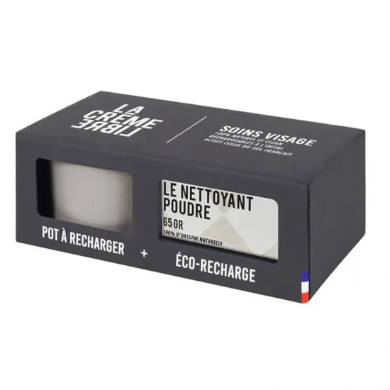 La Crème Libre Le Nettoyant Poudre Visage 65G + Son Pot Beton Rechargeable Gris