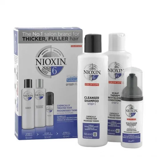 Kit de Sistema 6 Nioxin. Cabello tratado químicamente con debilitamiento avanzado.