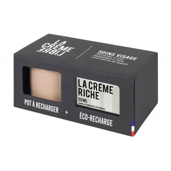 La Crème Libre- Crema nutritiva rostro con bote beige rosado recargable - 50ml