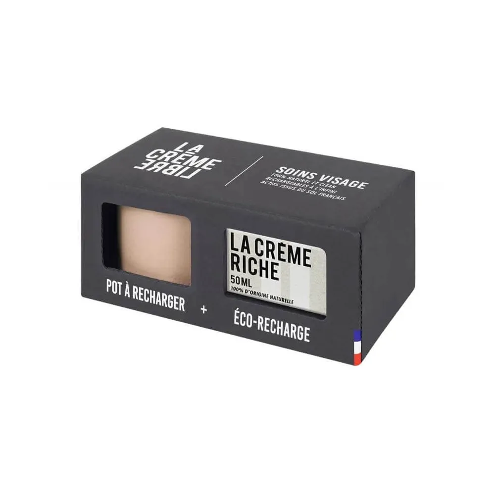 La Crème Libre- Crema nutritiva rostro con bote beige rosado recargable - 50ml