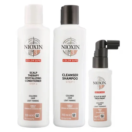 Kit de Sistema 3 Nioxin. Cabello coloreado con debilitamiento ligero. contenido