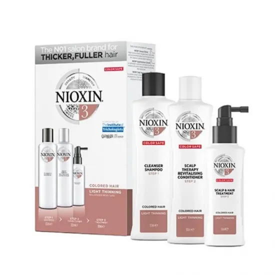 Kit de Sistema 3 Nioxin. Cabello coloreado con debilitamiento ligero.