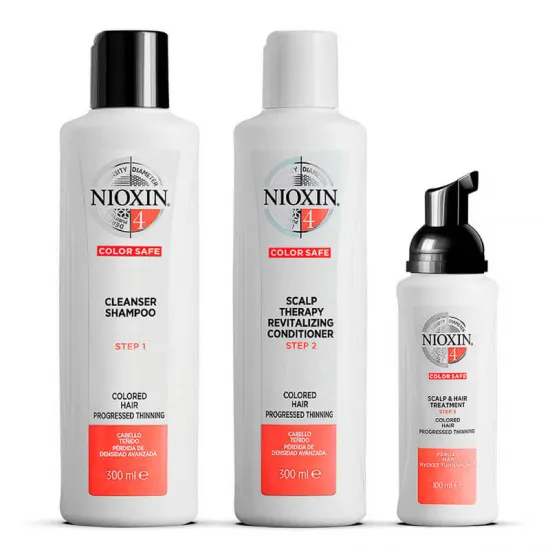 Kit Nioxin System 4 Trial Kit. Cabello coloreado o tratado con debilitamiento avanzado. productos