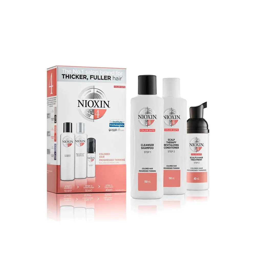 Kit Nioxin System 4 Trial Kit. Cabello coloreado o tratado con debilitamiento avanzado.