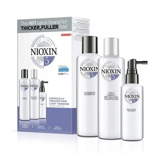 Kit de Sistema 5 Nioxin. Cabello tratado químicamente con debilitamiento avanzado