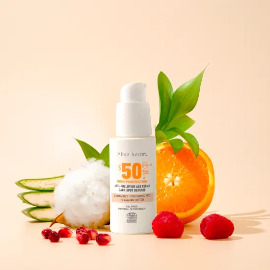 Ingredientes Solar facial natural SPF 50 con color con ceramidas, antimanchas y oil-free