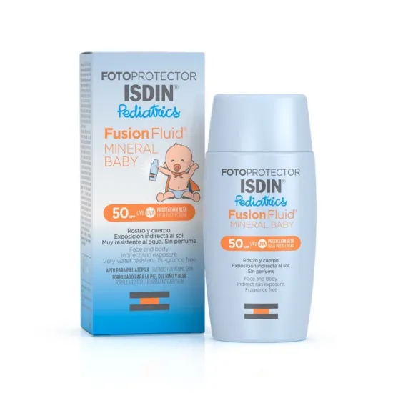 Envase ISDIN Fotoprotector Fusion Fluid Mineral Baby Pediatrics SPF50 50ml