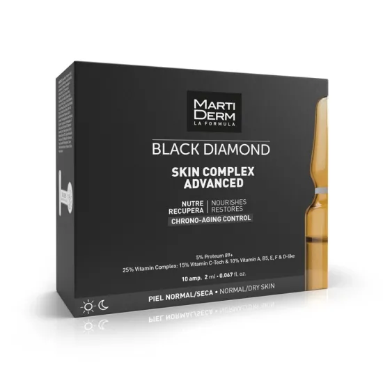 Envase MARTIDERM Ampollas Black Diamond Skin Complex Advanced x10 Ampollas