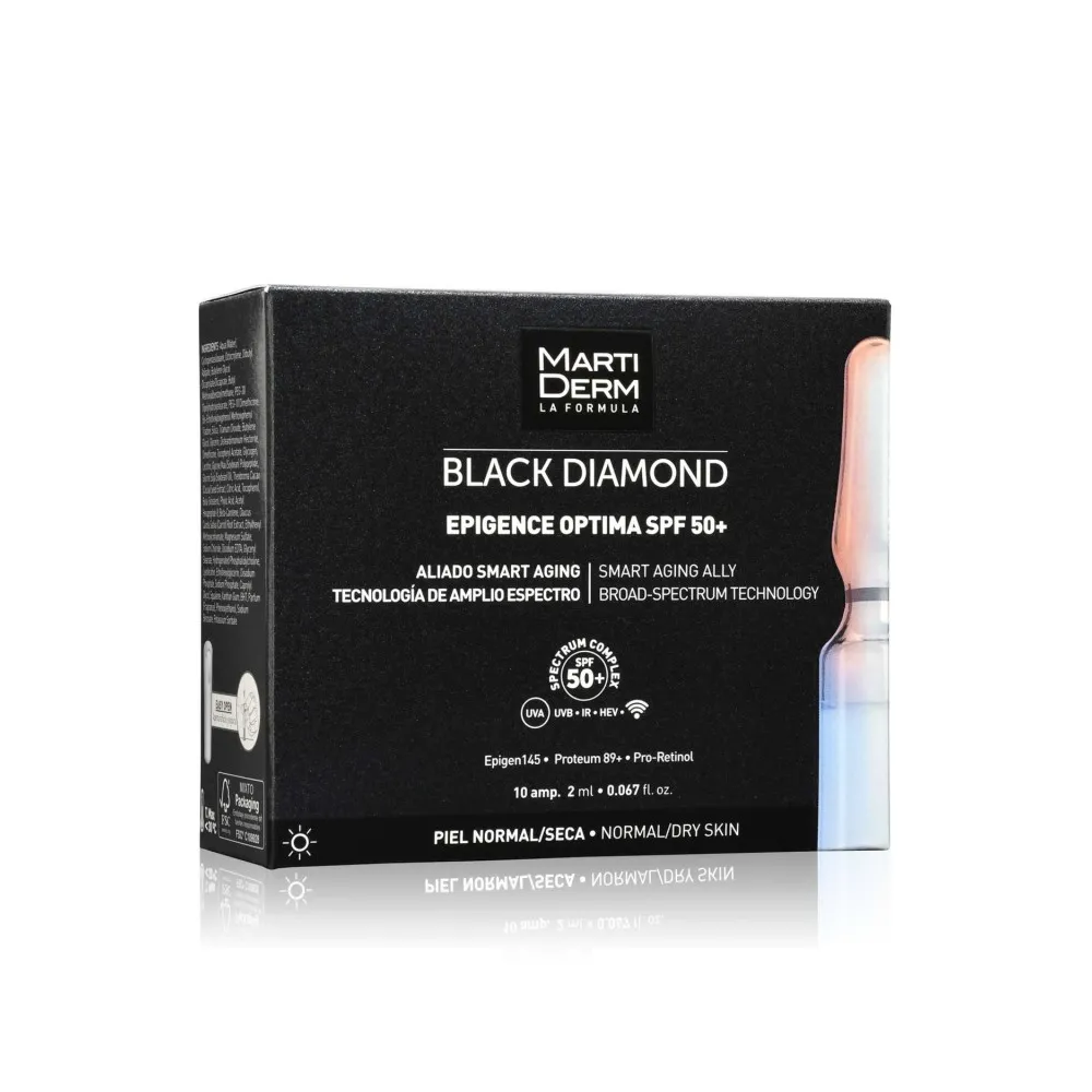 Envase MARTIDERM Ampollas Black Diamond Epigence Optima SPF 50 x10 Ampollas