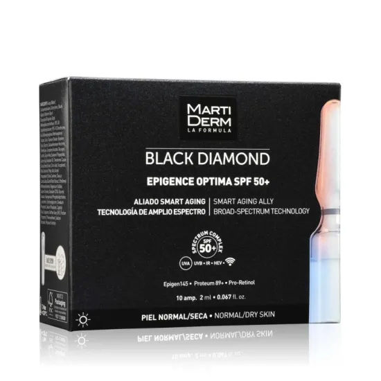 Envase MARTIDERM Ampollas Black Diamond Epigence Optima SPF 50 x10 Ampollas