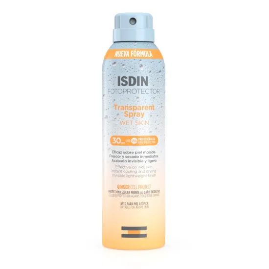 Envase ISDIN Fotoprotector Transparent Spray Wet Skin SPF 30 250ml