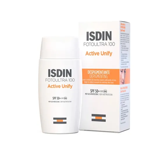 Envase ISDIN Fotoultra 100 Active Unify Despigmentante (SPF 50+) 50ml