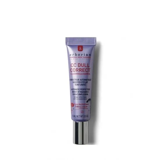 Envase Erborian CC Dull Correct Corrector iluminador de tono violeta con PFS25 15ml