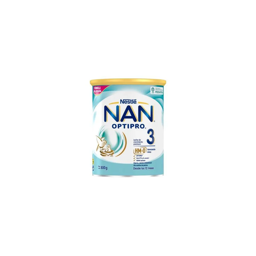 Envase Nestle Optipro Nan 3 Leche Crecimiento 800g