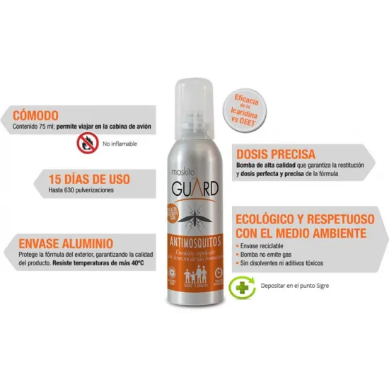 Modo de uso MOSKITO GUARD Spray Antimosquitos 75ml