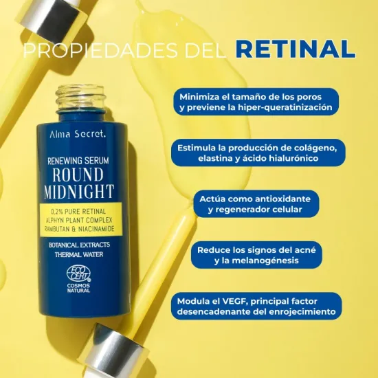 Beneficios ALMA SECRET Sérum Round Midnight 0,2% Retinal puro