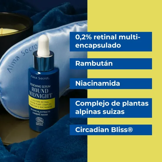 Ingredientes ALMA SECRET Sérum Round Midnight 0,2% Retinal puro